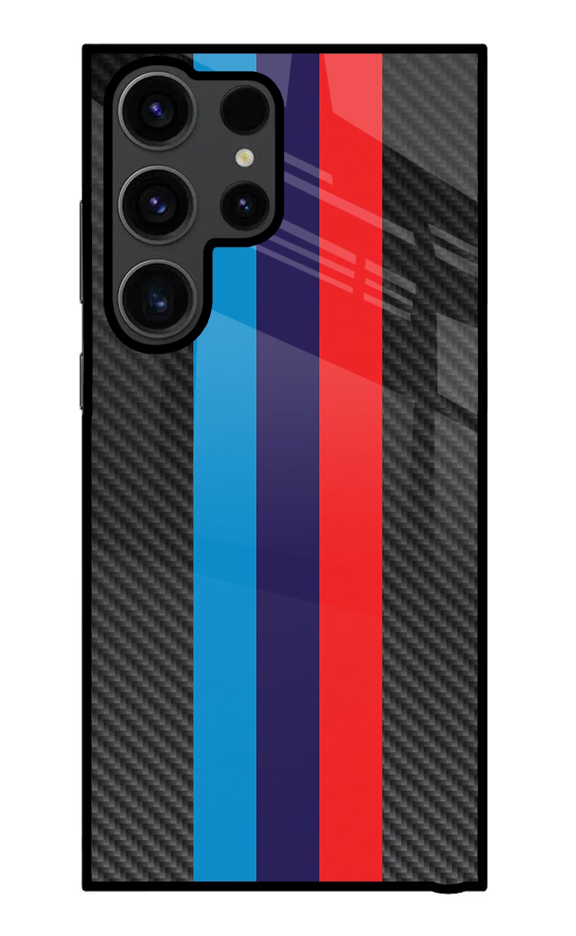 BMW Stripes Pattern Samsung S23 Ultra Glass Case Back Cover by Casekaro