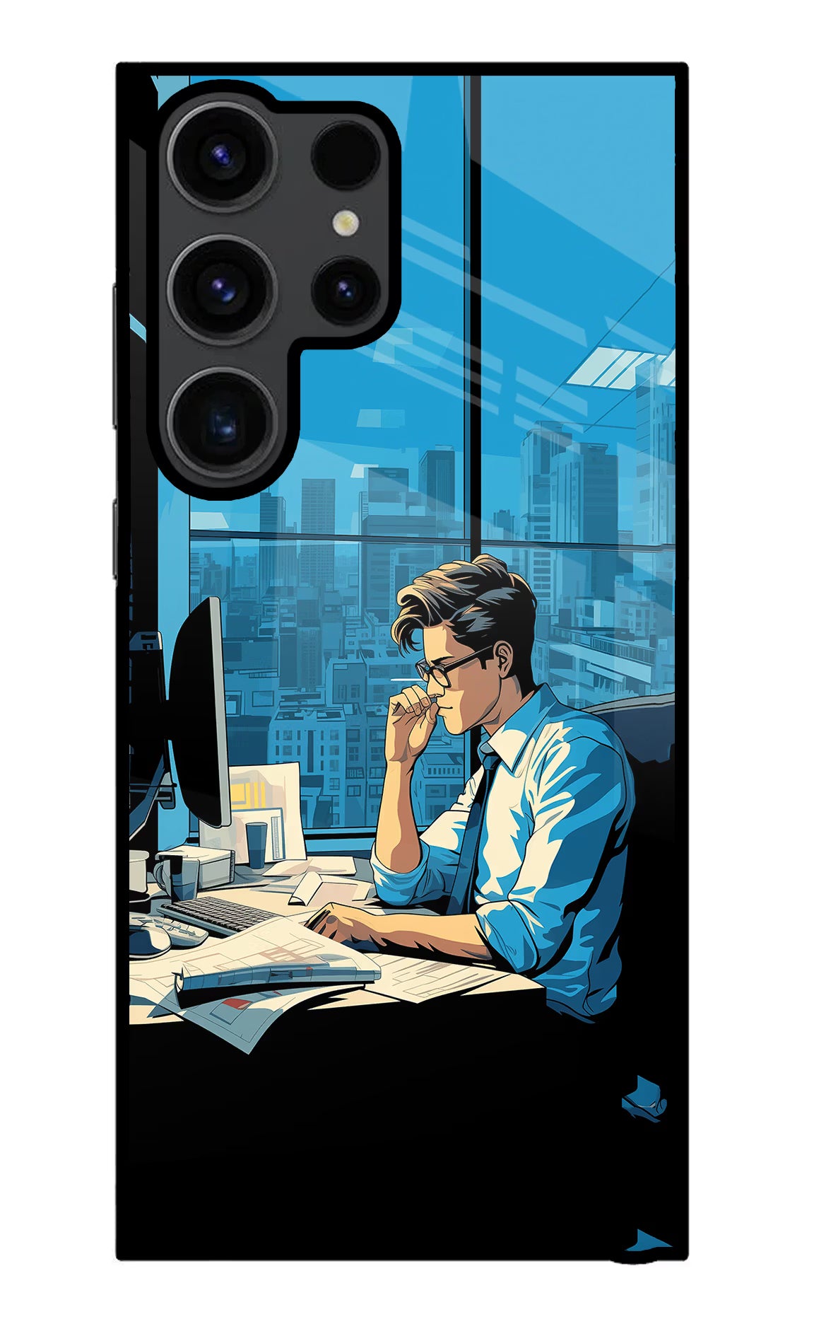 Focused Hustler (AI Generated) Samsung S23 Ultra Glass Case Back Cover by Casekaro