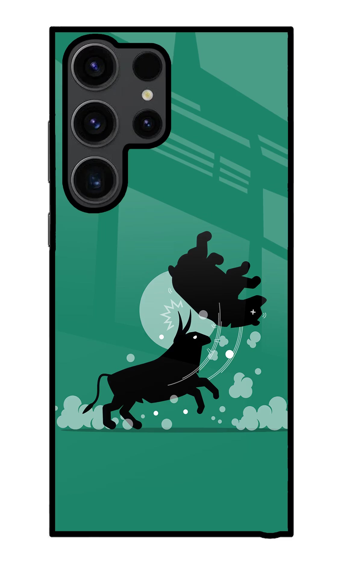 Bull Conqueror Samsung S23 Ultra Glass Case Back Cover by Casekaro