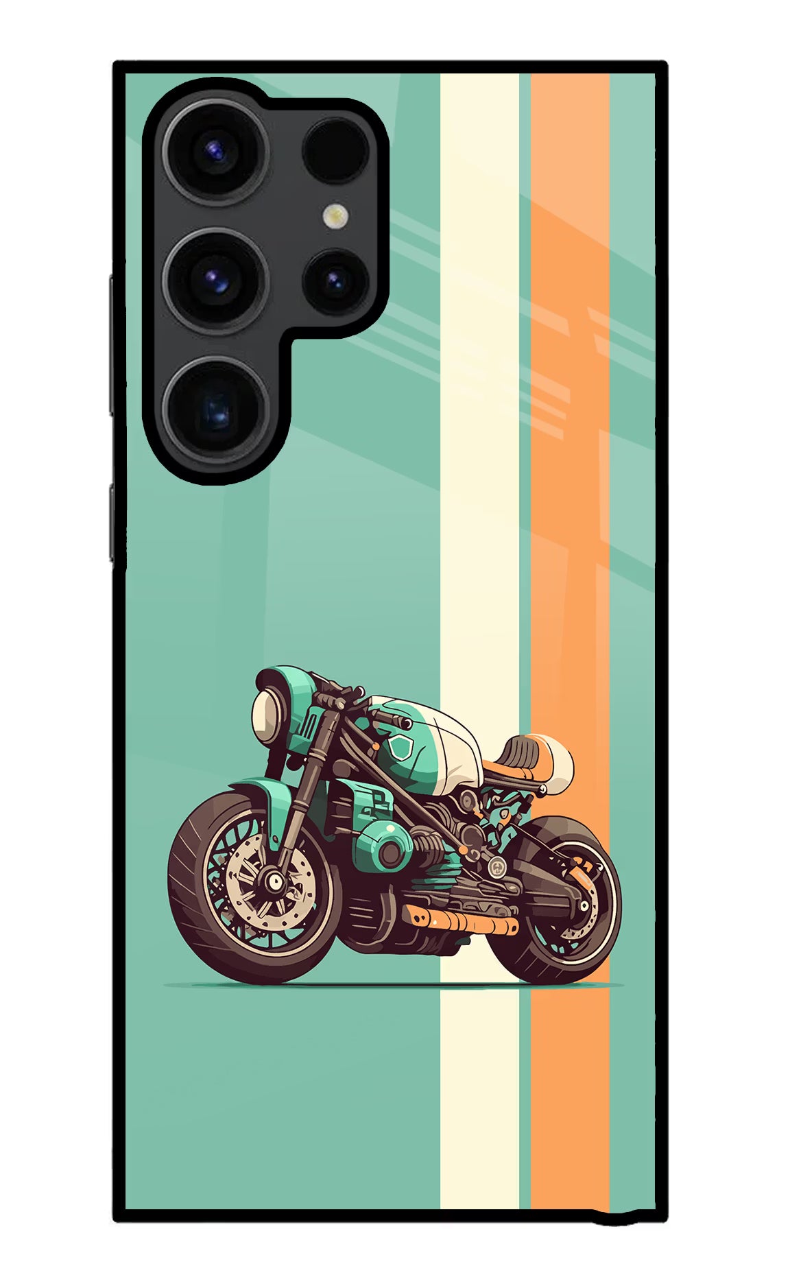 Striped Moto Drift Samsung S23 Ultra Glass Case