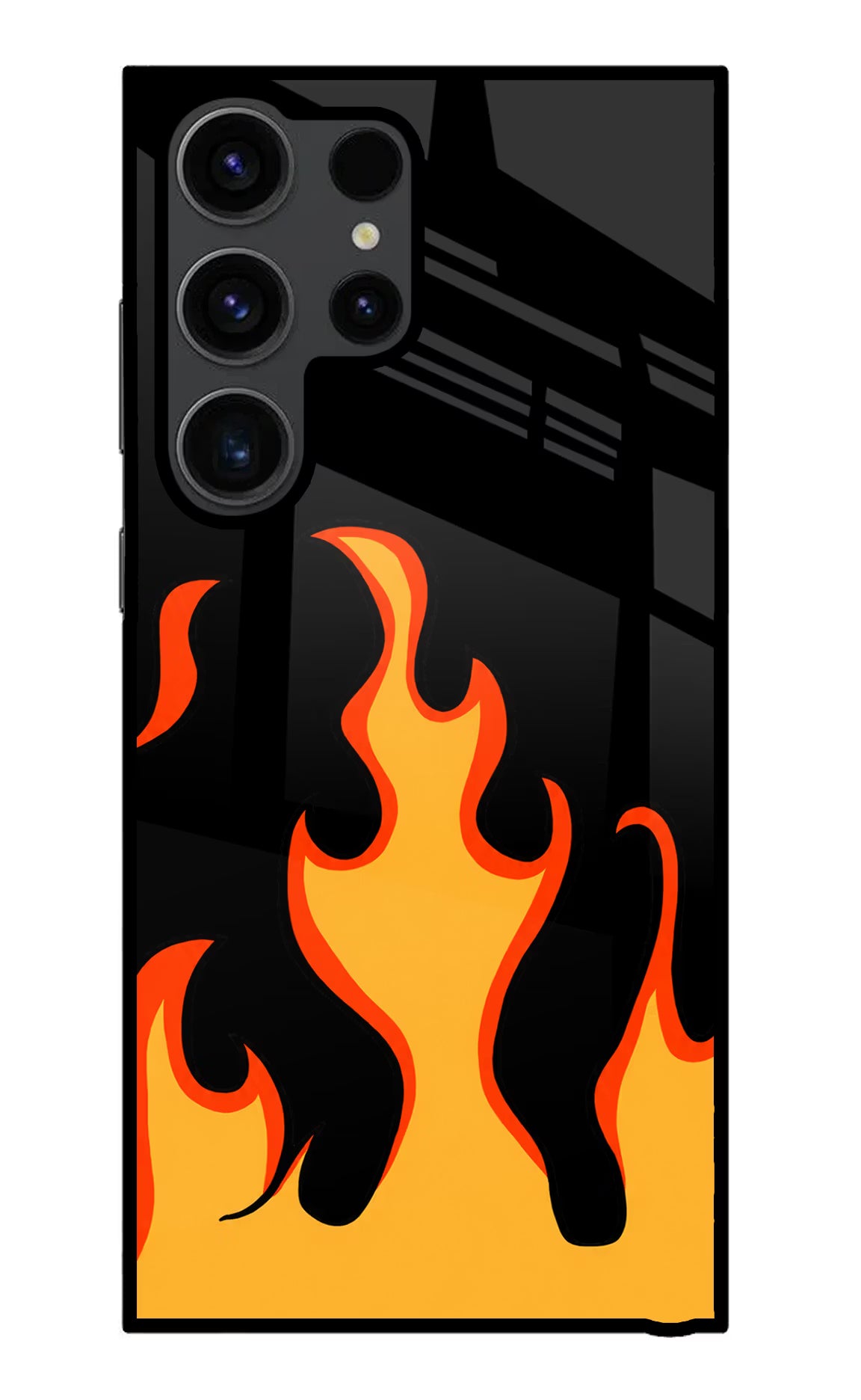 Fired Up – Black Samsung S23 Ultra Glass Case Back Cover by Casekaro