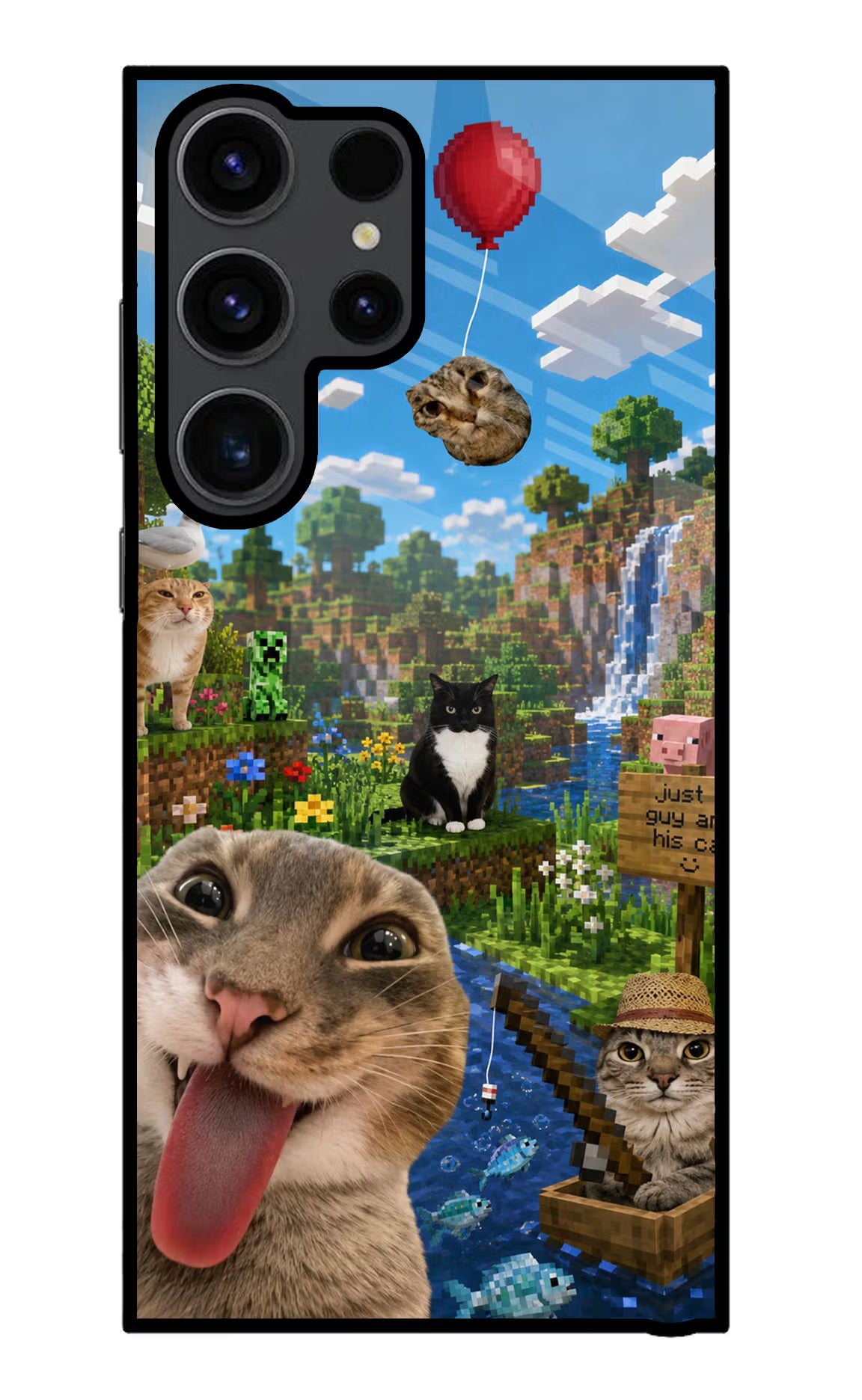 Minecraft Cat Chaos Samsung S23 Ultra Glass Case