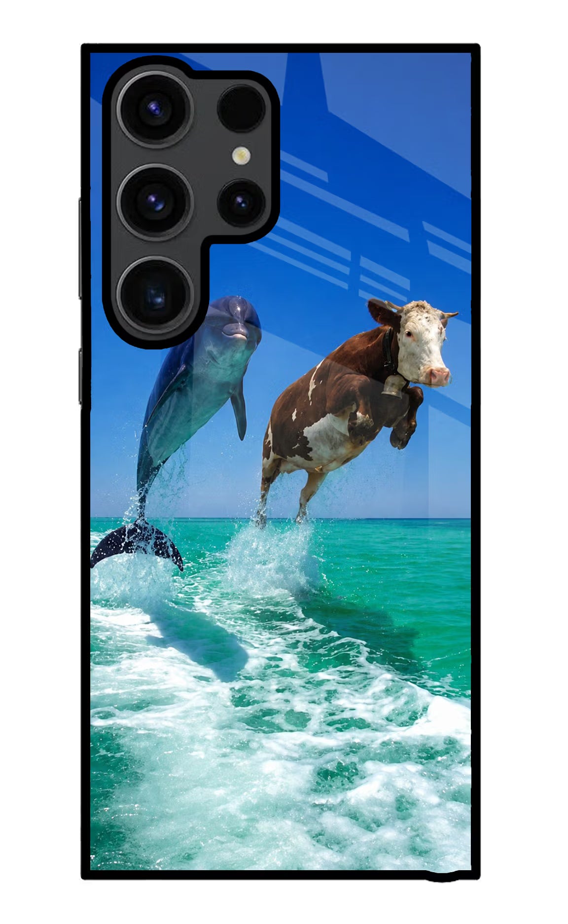 Dolphin vs Cow Samsung S23 Ultra Glass Case