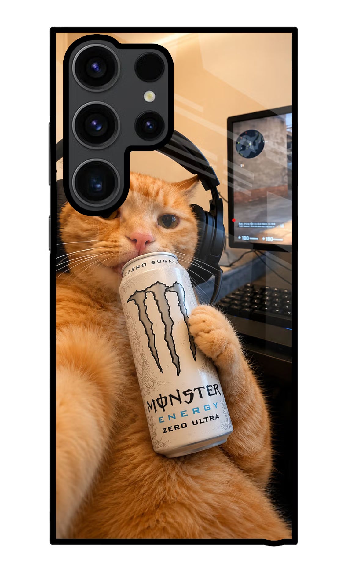 Gamer Cat Energy Samsung S23 Ultra Glass Case