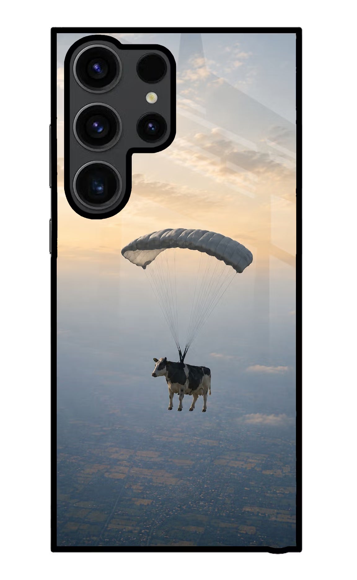 Skydiving Cow Samsung S23 Ultra Glass Case