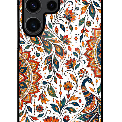 White Mayura Samsung S23 Ultra Glass Case