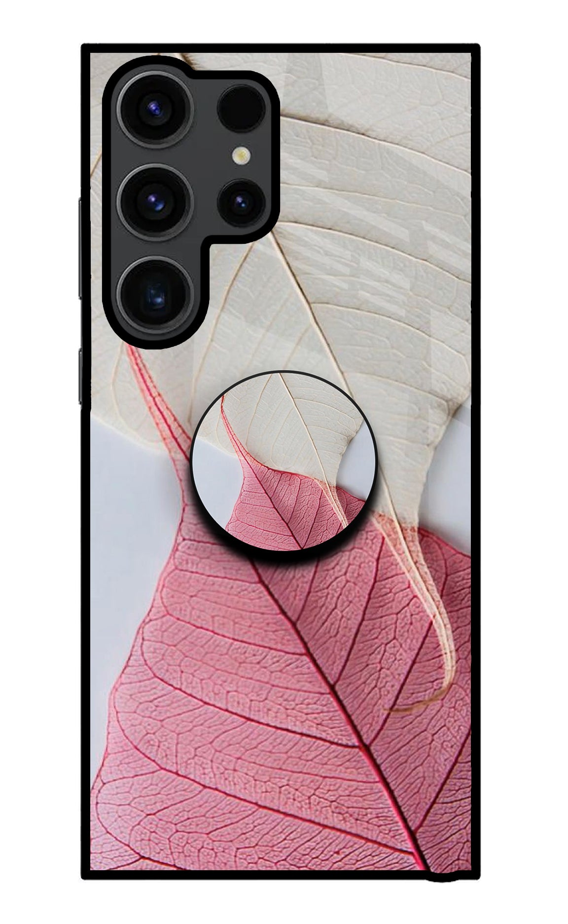 White Pink Leaf Samsung S23 Ultra Pop Case