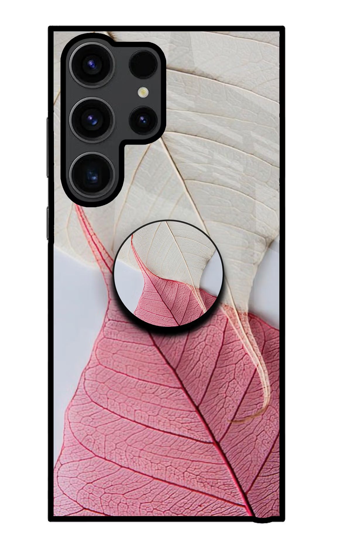 White Pink Leaf Samsung S23 Ultra Pop Case by Casekaro