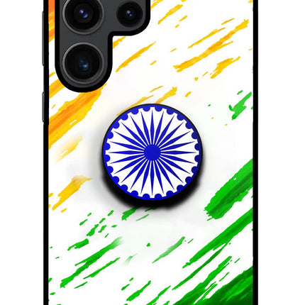 Indian Flag Ashoka Chakra Samsung S23 Ultra Glass Case