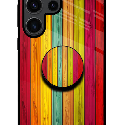 Multicolor Wooden Samsung S23 Ultra Glass Case
