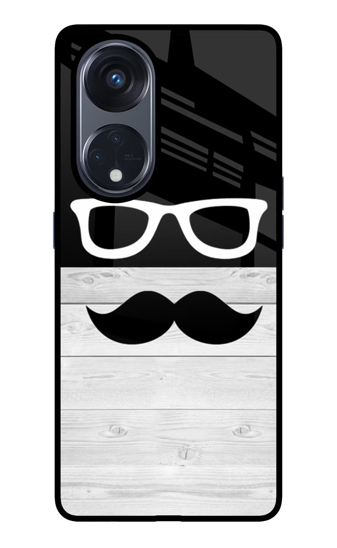 Mustache Oppo Reno8 T 5G Glass Case Back Cover by Casekaro