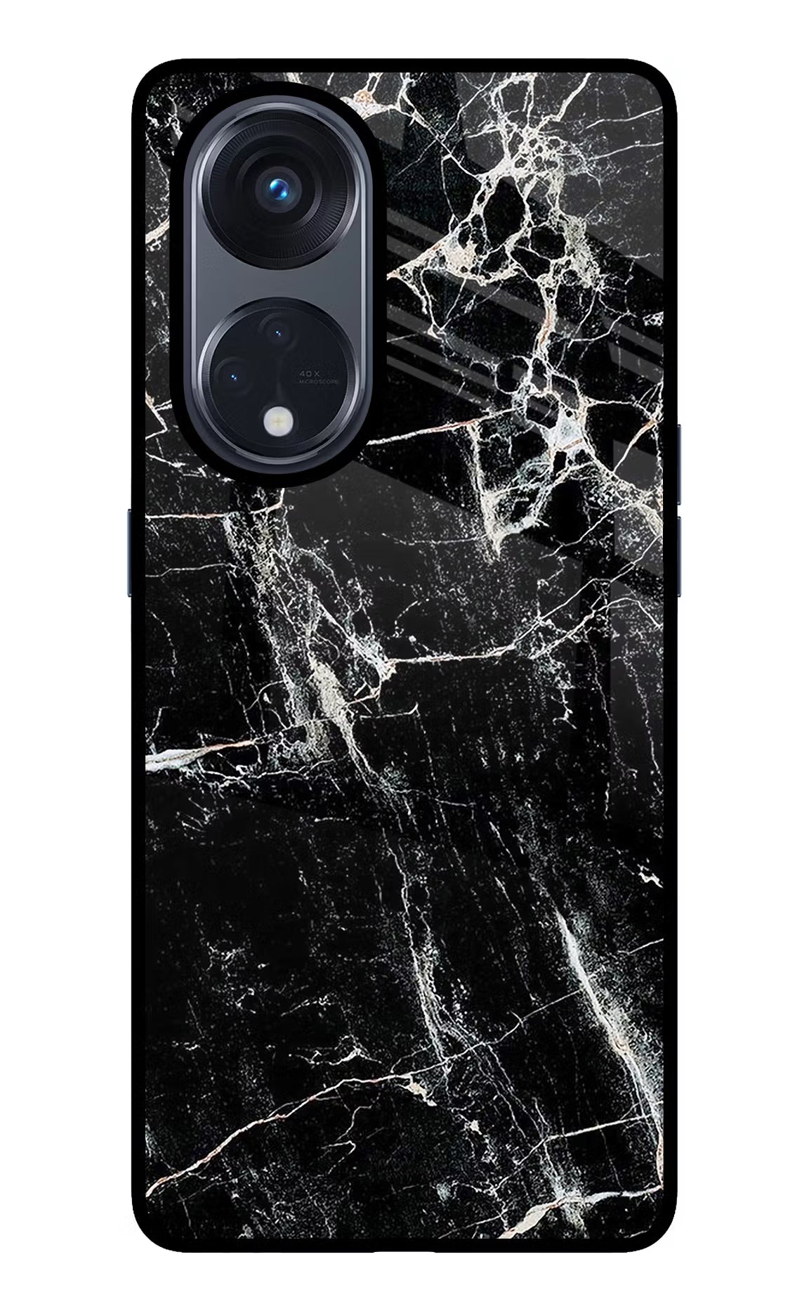 Black Marble Texture Oppo Reno8 T 5G Glass Case