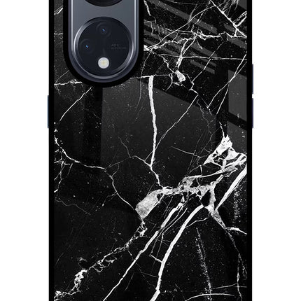 Black Marble Pattern Oppo Reno8 T 5G Glass Case Back Cover by Casekaro