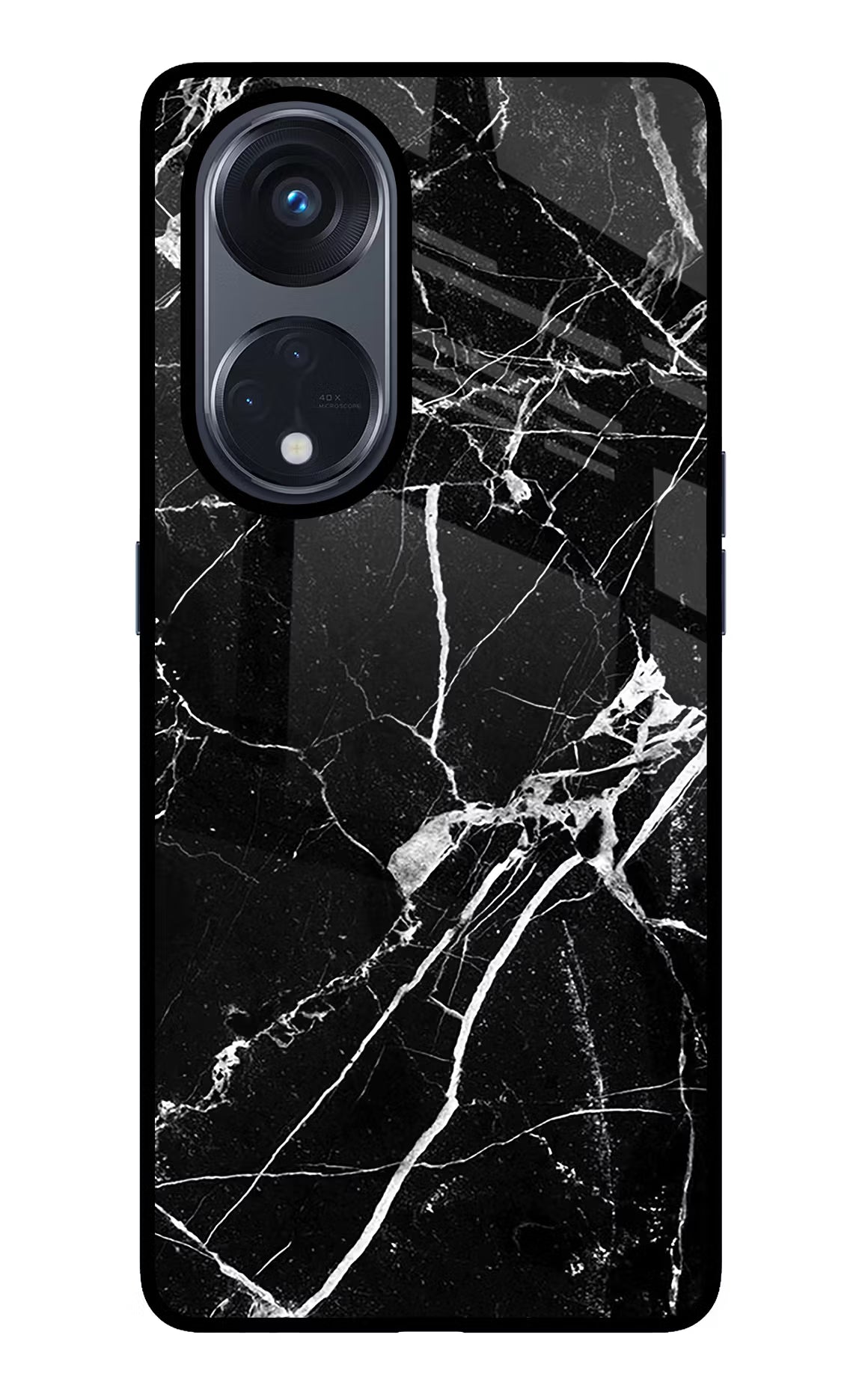 Black Marble Pattern Oppo Reno8 T 5G Glass Case