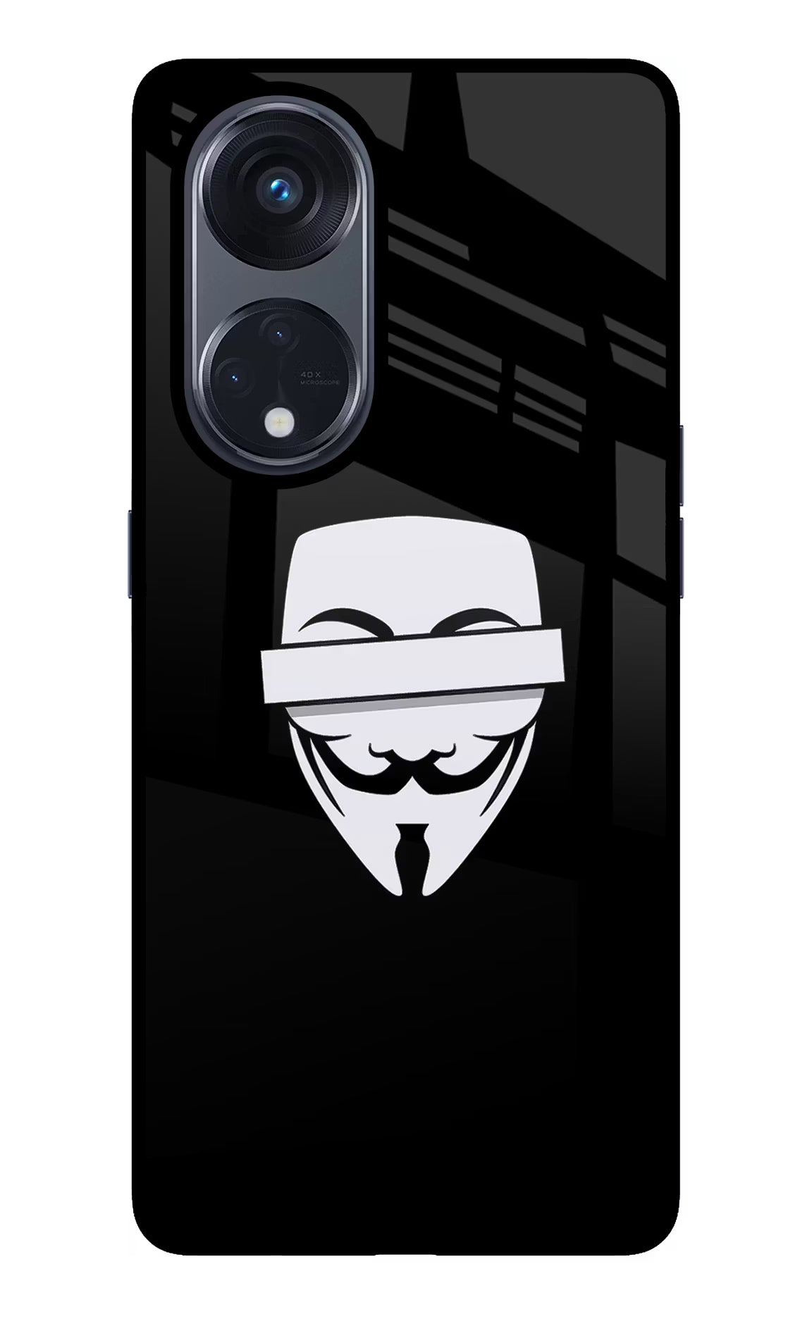 Anonymous Face Oppo Reno8 T 5G Glass Case Back Cover by Casekaro