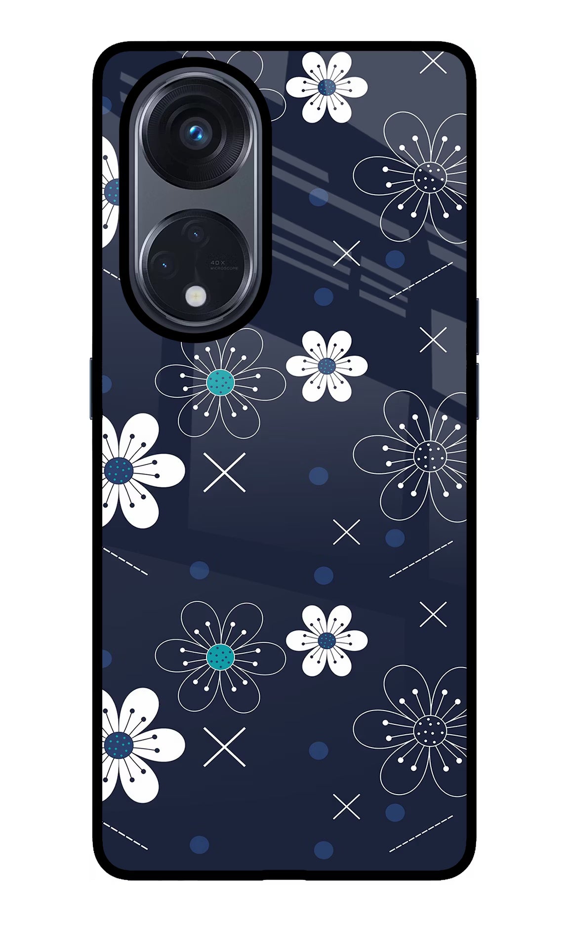 Flowers Oppo Reno8 T 5G Glass Case Back Cover by Casekaro