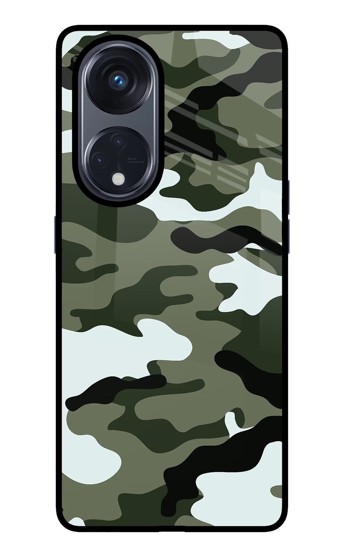 Camouflage Oppo Reno8 T 5G Glass Case Back Cover by Casekaro