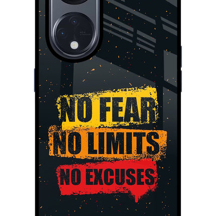 No Fear No Limits No Excuse Oppo Reno8 T 5G Glass Case Back Cover by Casekaro