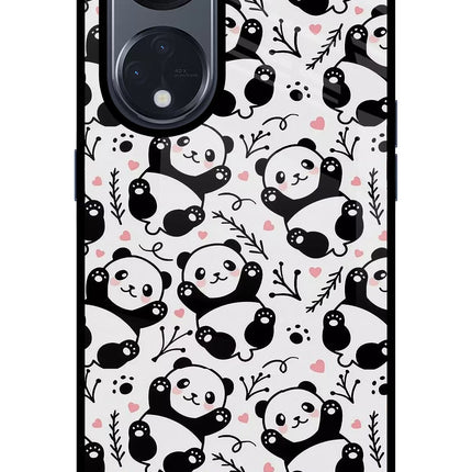 Cute Panda Oppo Reno8 T 5G Glass Case Back Cover by Casekaro