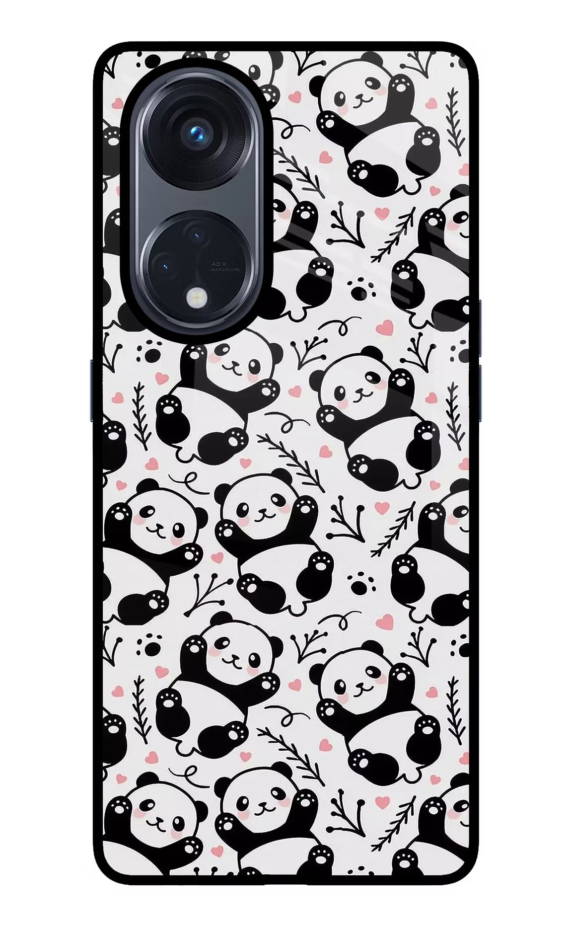 Cute Panda Oppo Reno8 T 5G Glass Case Back Cover by Casekaro