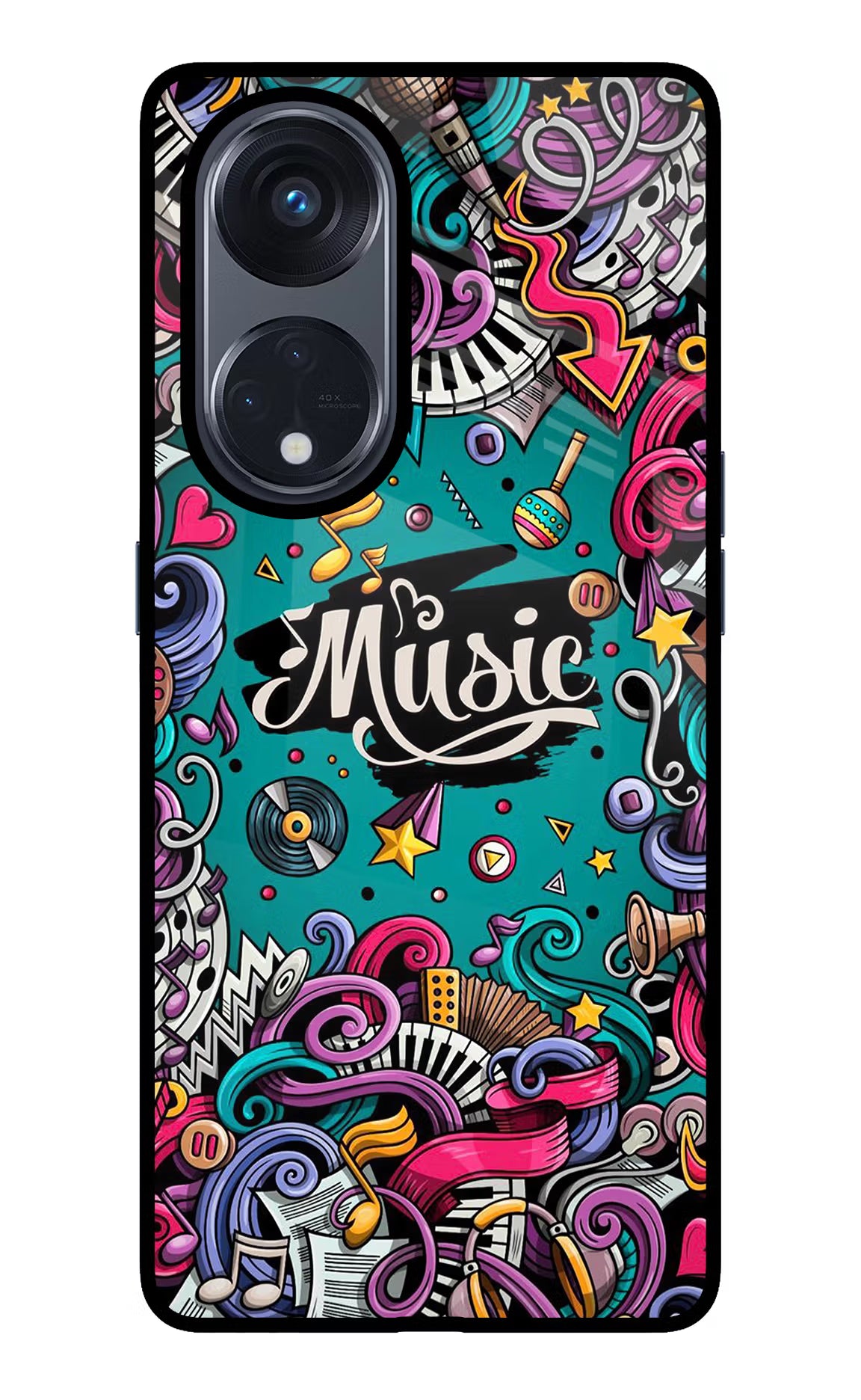 Music Graffiti Oppo Reno8 T 5G Glass Case Back Cover by Casekaro