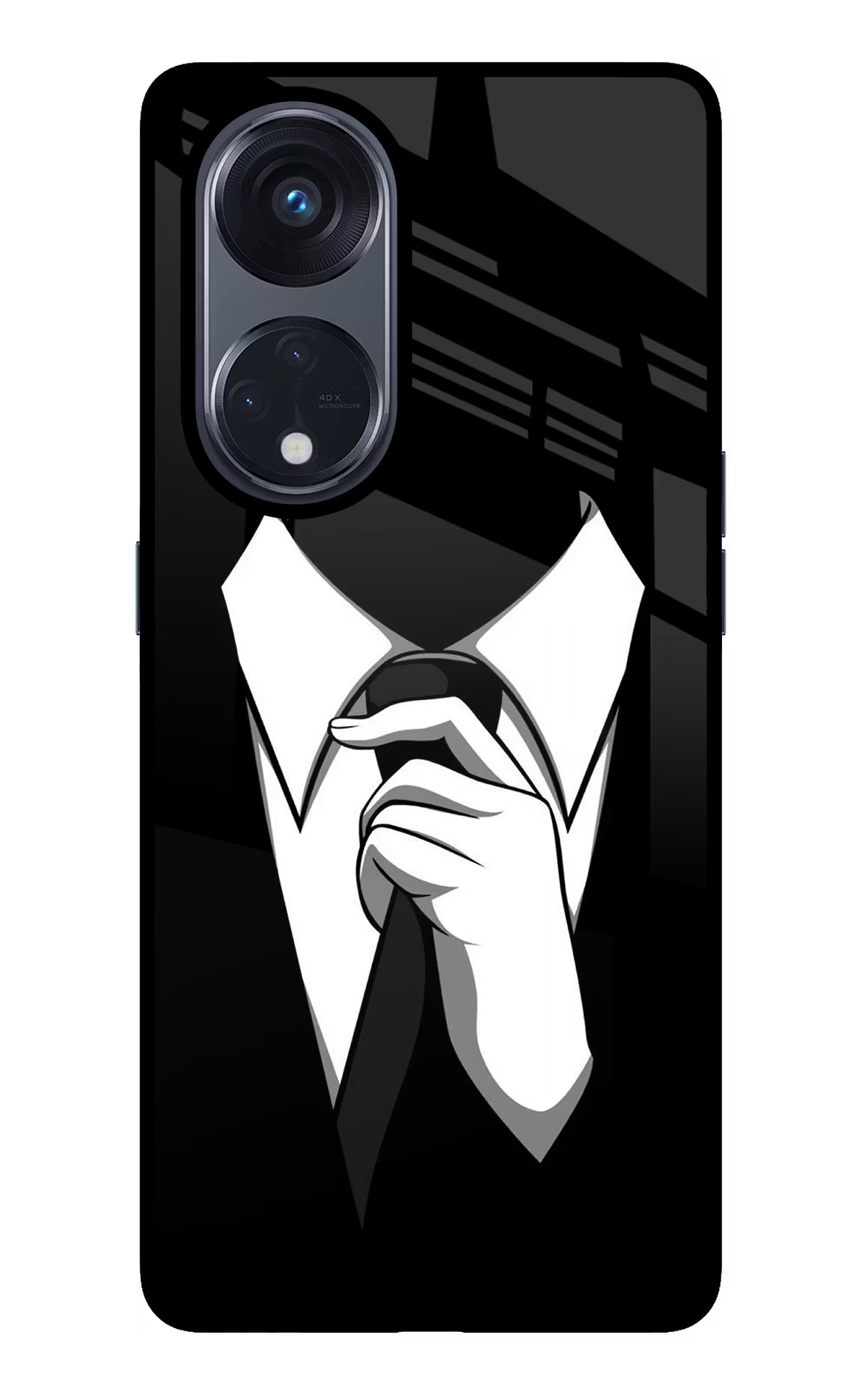 Black Tie Oppo Reno8 T 5G Glass Case Back Cover by Casekaro