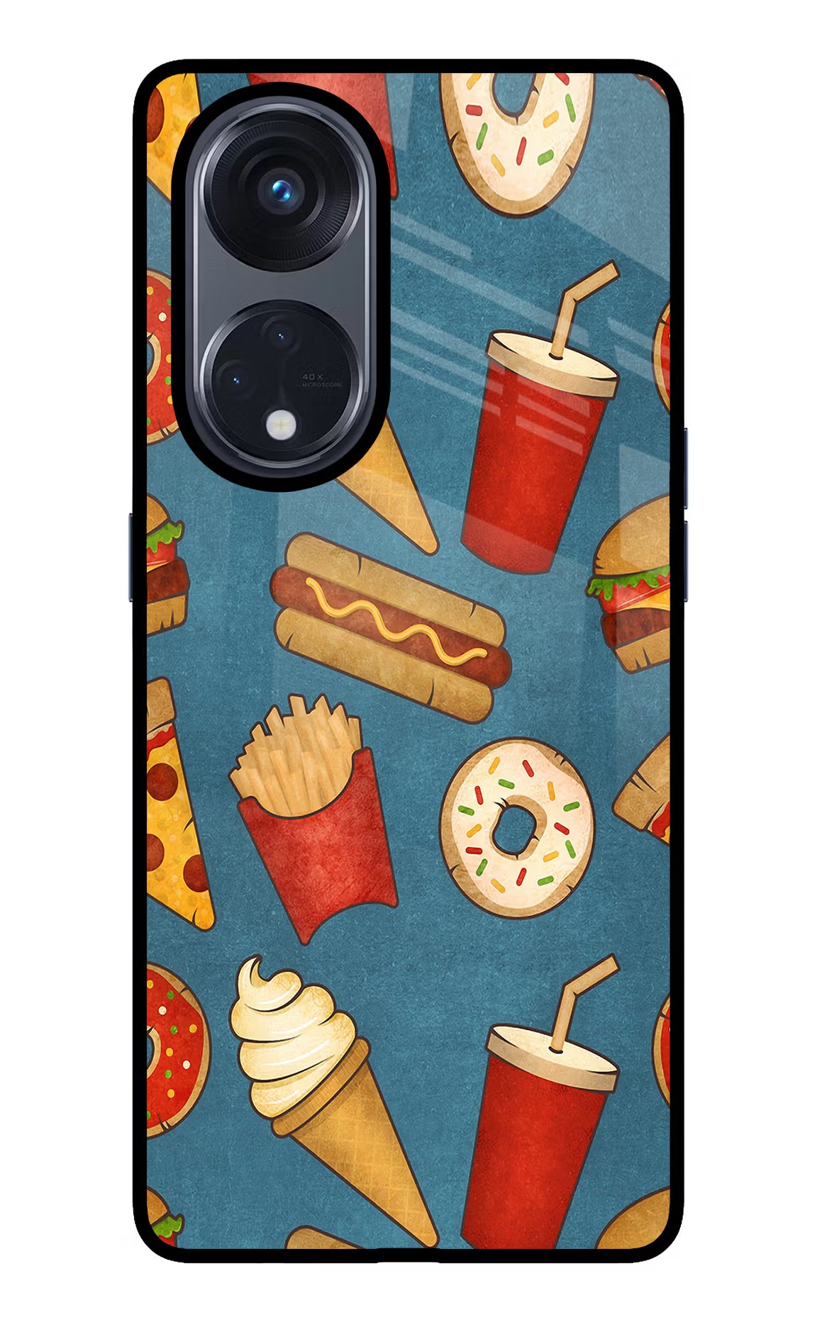 Foodie Oppo Reno8 T 5G Glass Case Back Cover by Casekaro