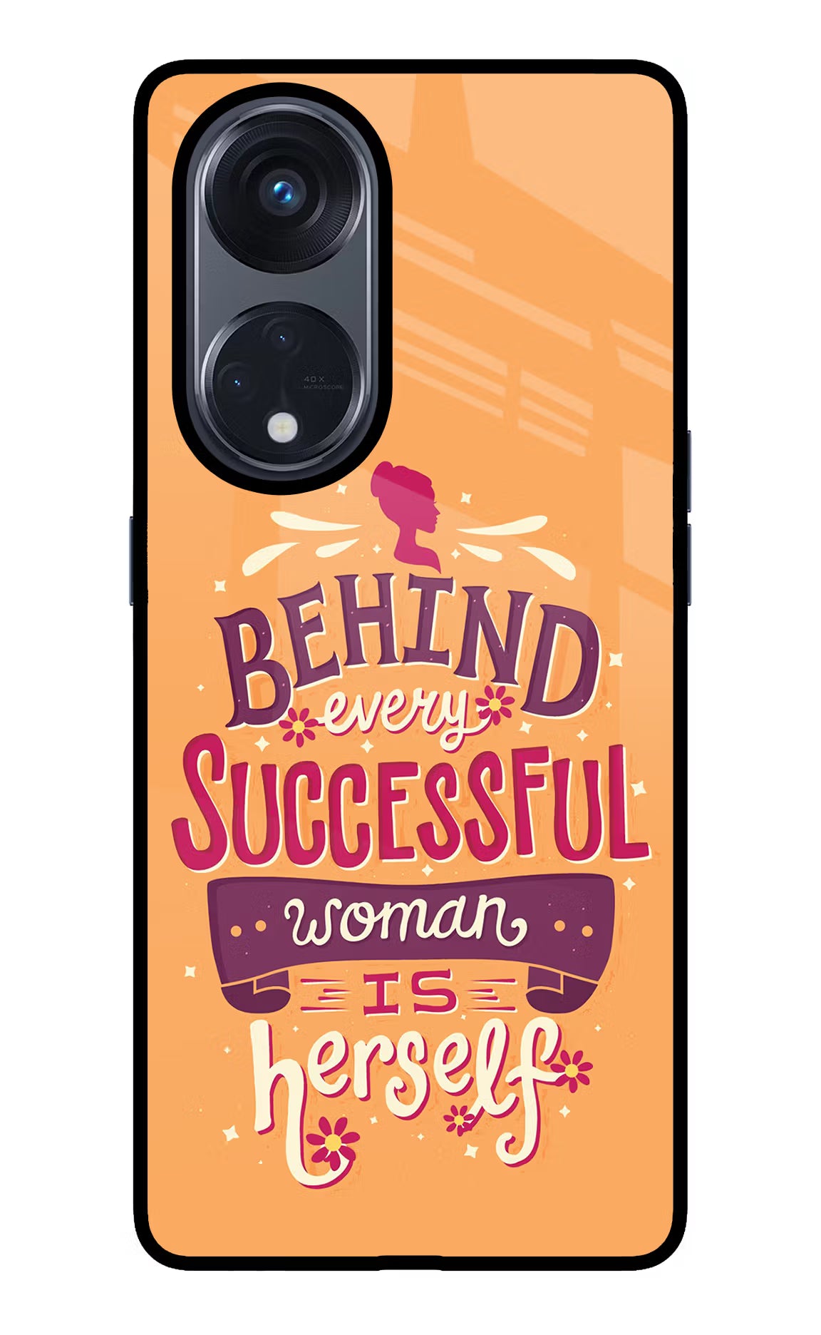 Behind Every Successful Woman There Is Herself Oppo Reno8 T 5G Glass Case Back Cover by Casekaro