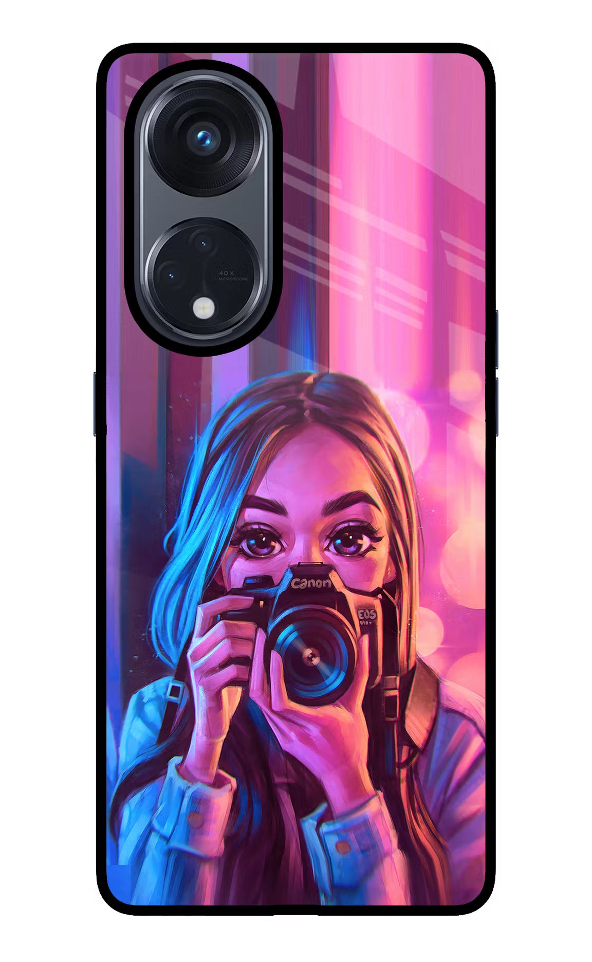 Girl Photographer Oppo Reno8 T 5G Glass Case Back Cover by Casekaro