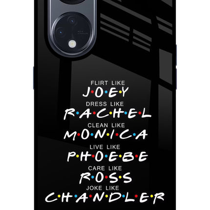 FRIENDS Character Oppo Reno8 T 5G Glass Case Back Cover by Casekaro