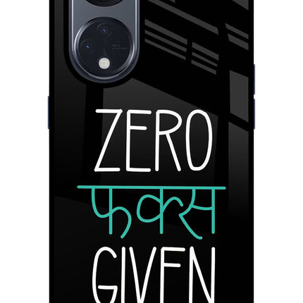 Zero Fucks Given Oppo Reno8 T 5G Glass Case Back Cover by Casekaro
