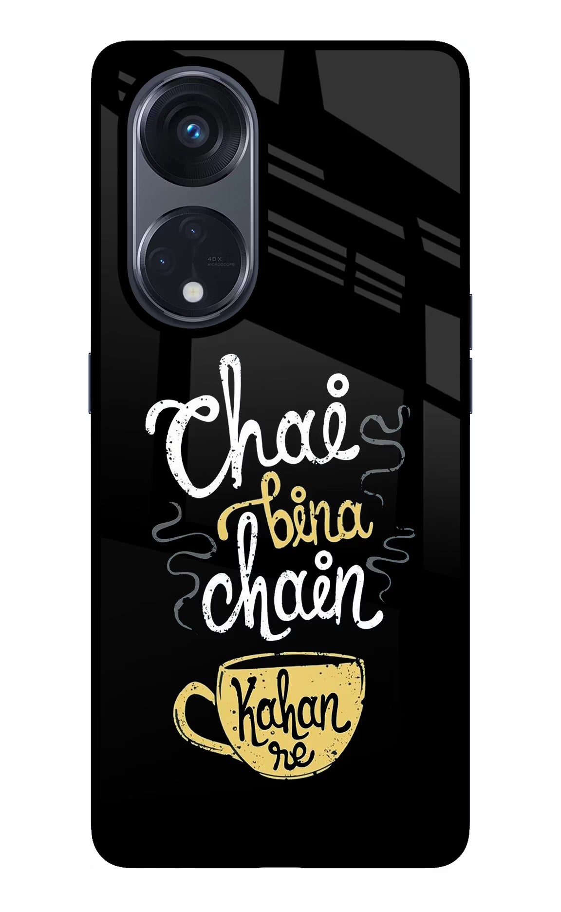 Chai Bina Chain Kaha Re Oppo Reno8 T 5G Glass Case Back Cover by Casekaro