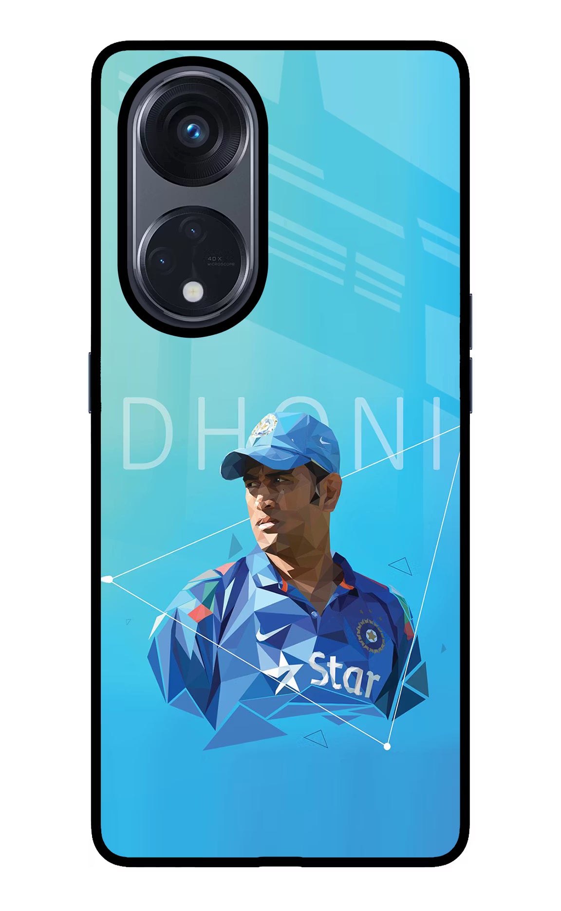 Dhoni Artwork Oppo Reno8 T 5G Glass Case Back Cover by Casekaro
