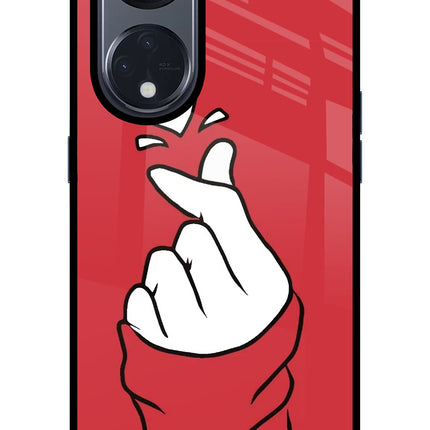 Korean Love Sign Oppo Reno8 T 5G Glass Case Back Cover by Casekaro