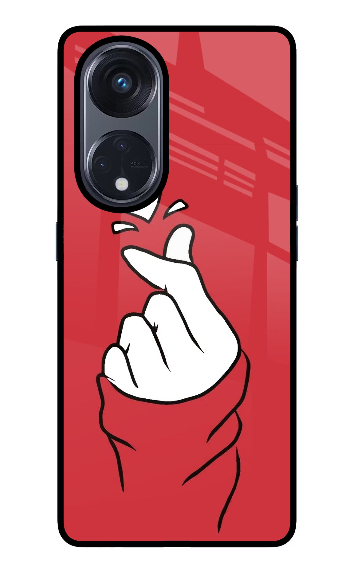 Korean Love Sign Oppo Reno8 T 5G Glass Case Back Cover by Casekaro