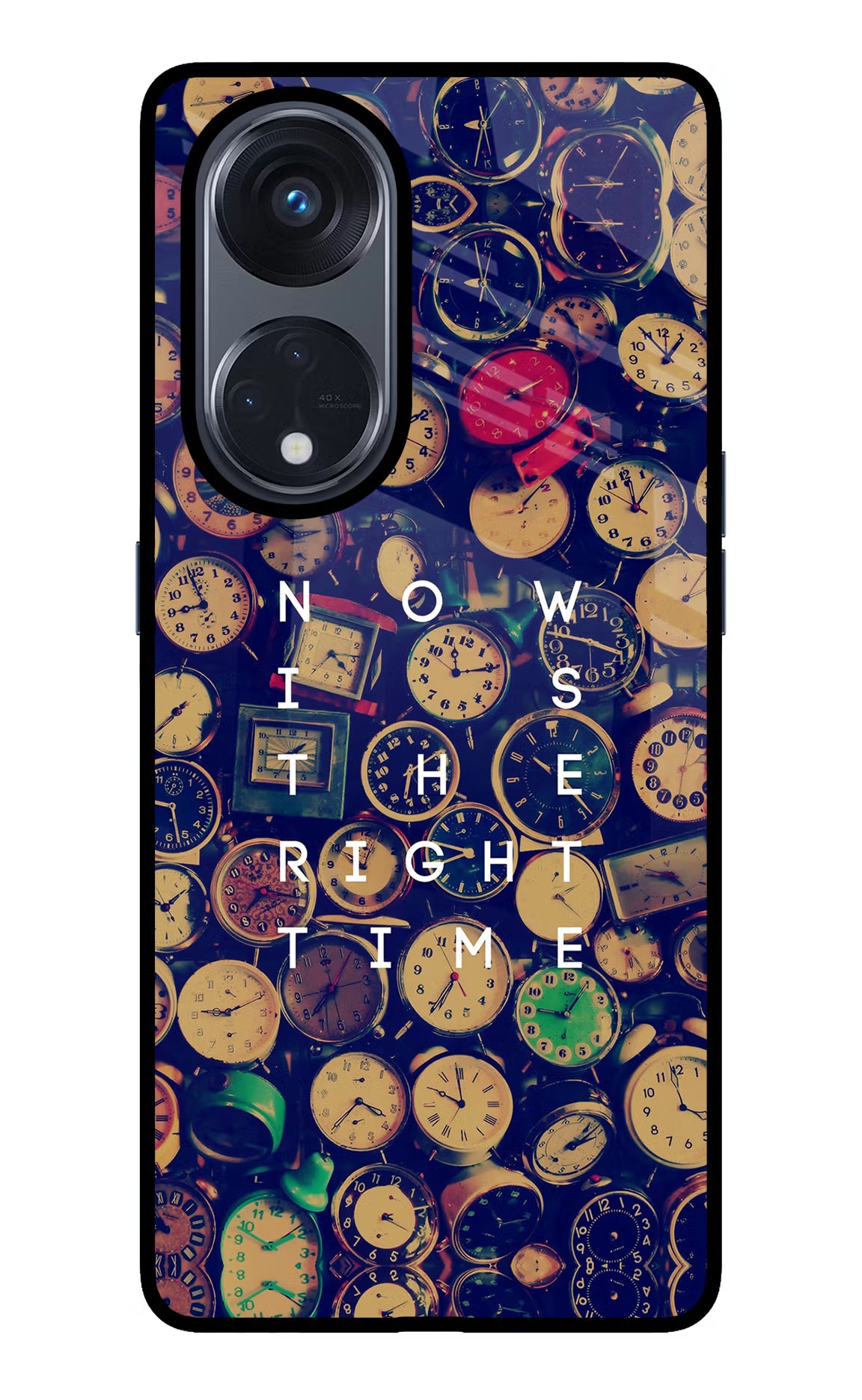 Now is the Right Time Quote Oppo Reno8 T 5G Glass Case Back Cover by Casekaro