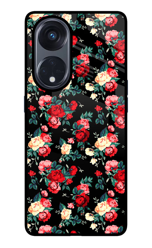 Rose Pattern Oppo Reno8 T 5G Glass Case