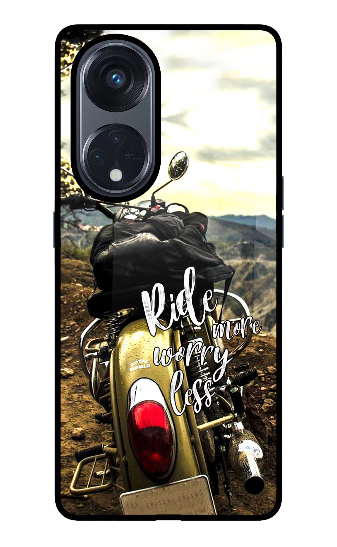Ride More Worry Less Oppo Reno8 T 5G Glass Case Back Cover by Casekaro