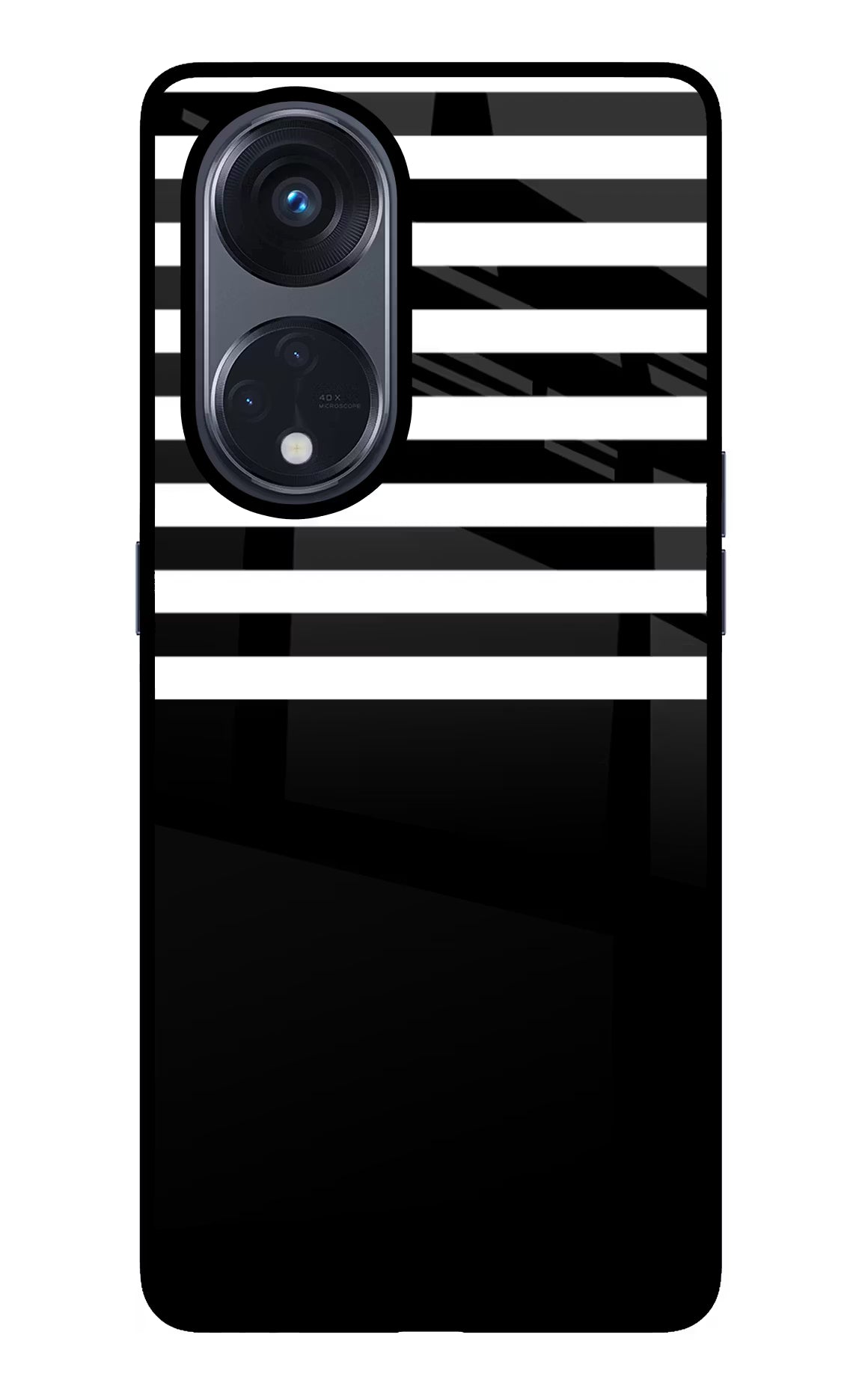 Black and White Print Oppo Reno8 T 5G Glass Case Back Cover by Casekaro