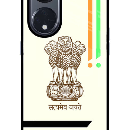 Satyamev Jayate Brown Logo Oppo Reno8 T 5G Glass Case