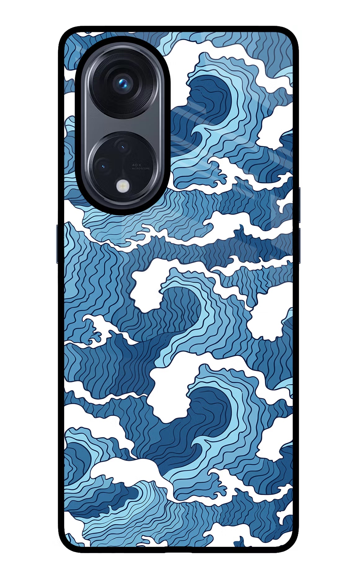 Blue Waves Oppo Reno8 T 5G Glass Case Back Cover by Casekaro