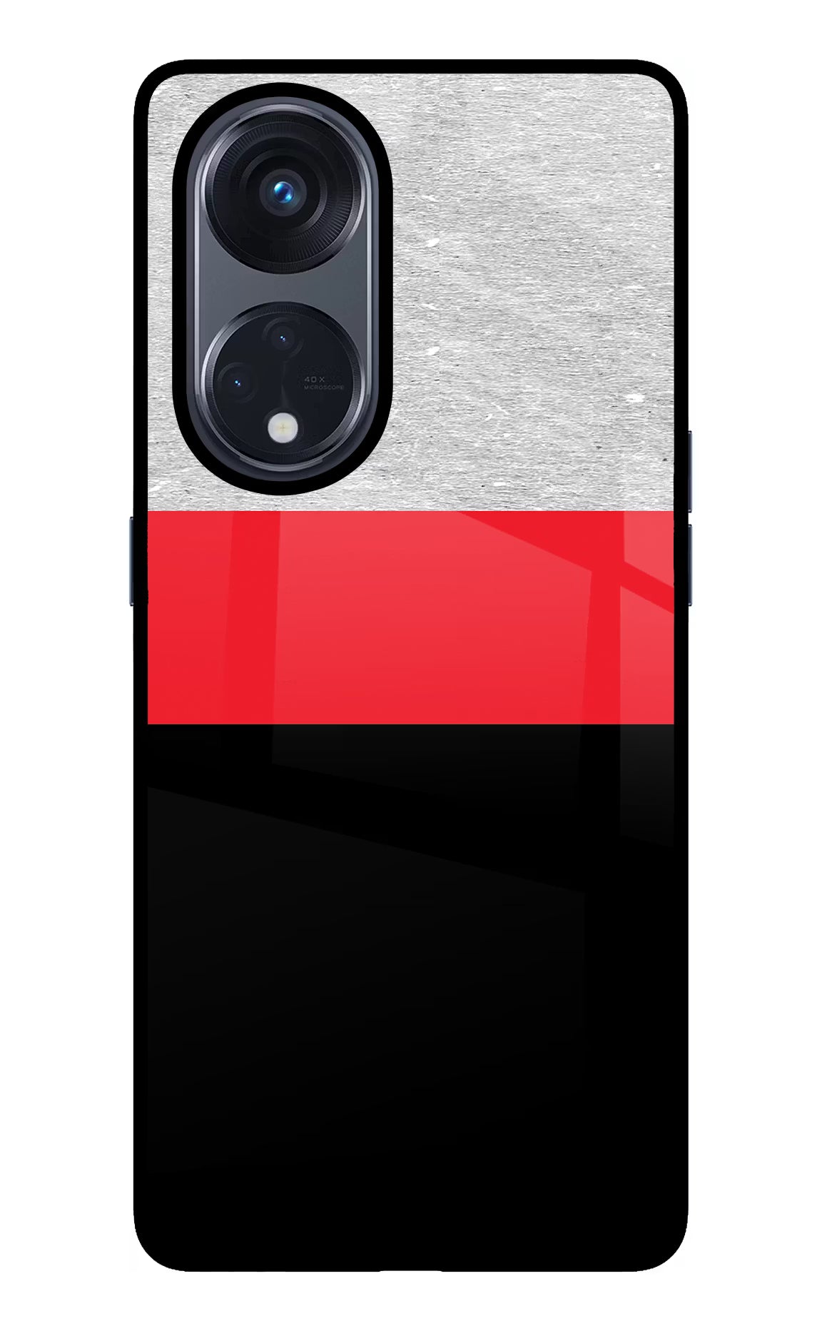 Tri Color Pattern Oppo Reno8 T 5G Glass Case Back Cover by Casekaro