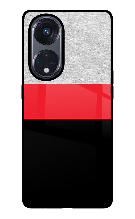 Tri Color Pattern Oppo Reno8 T 5G Glass Case