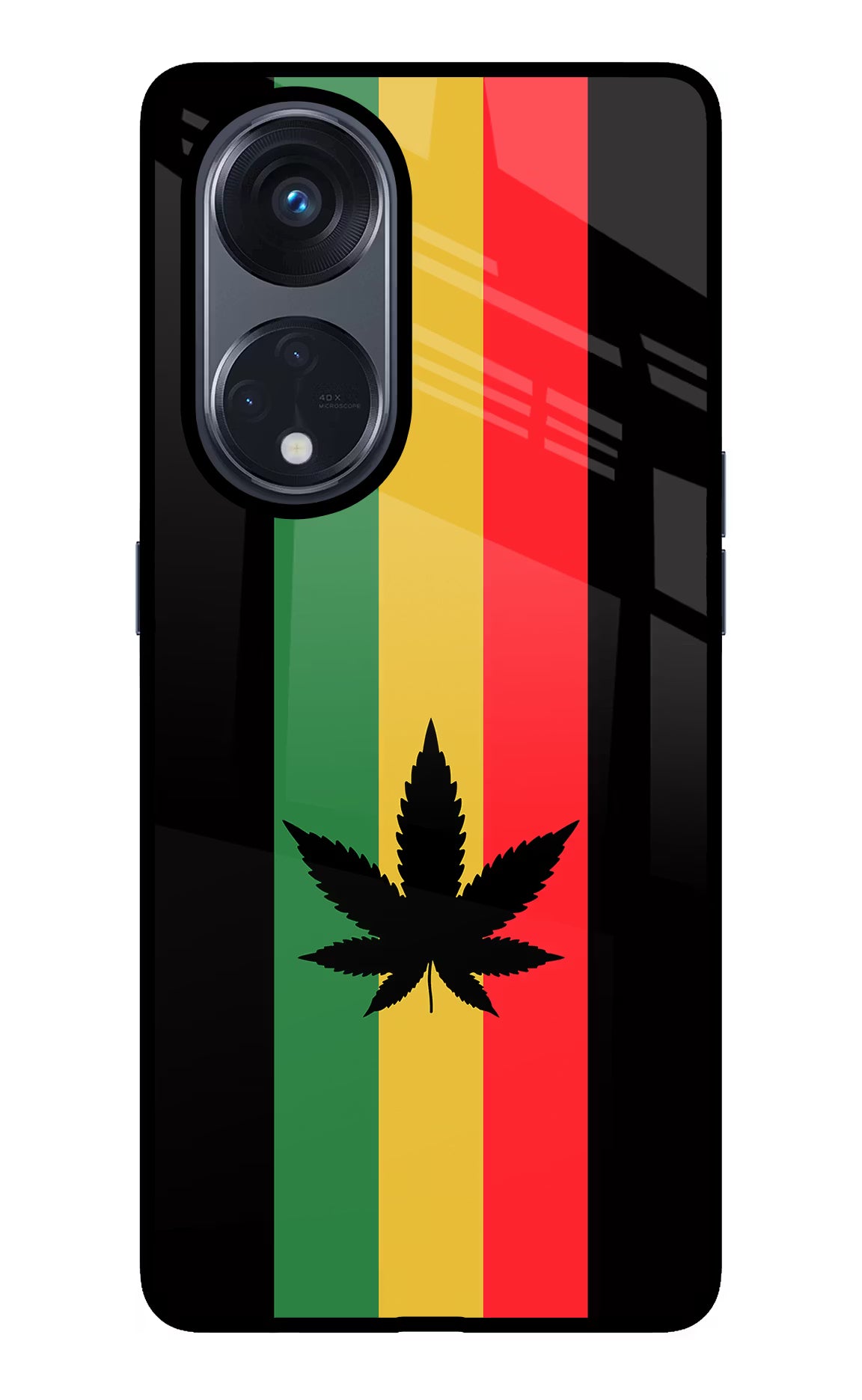 Weed Flag Oppo Reno8 T 5G Glass Case Back Cover by Casekaro