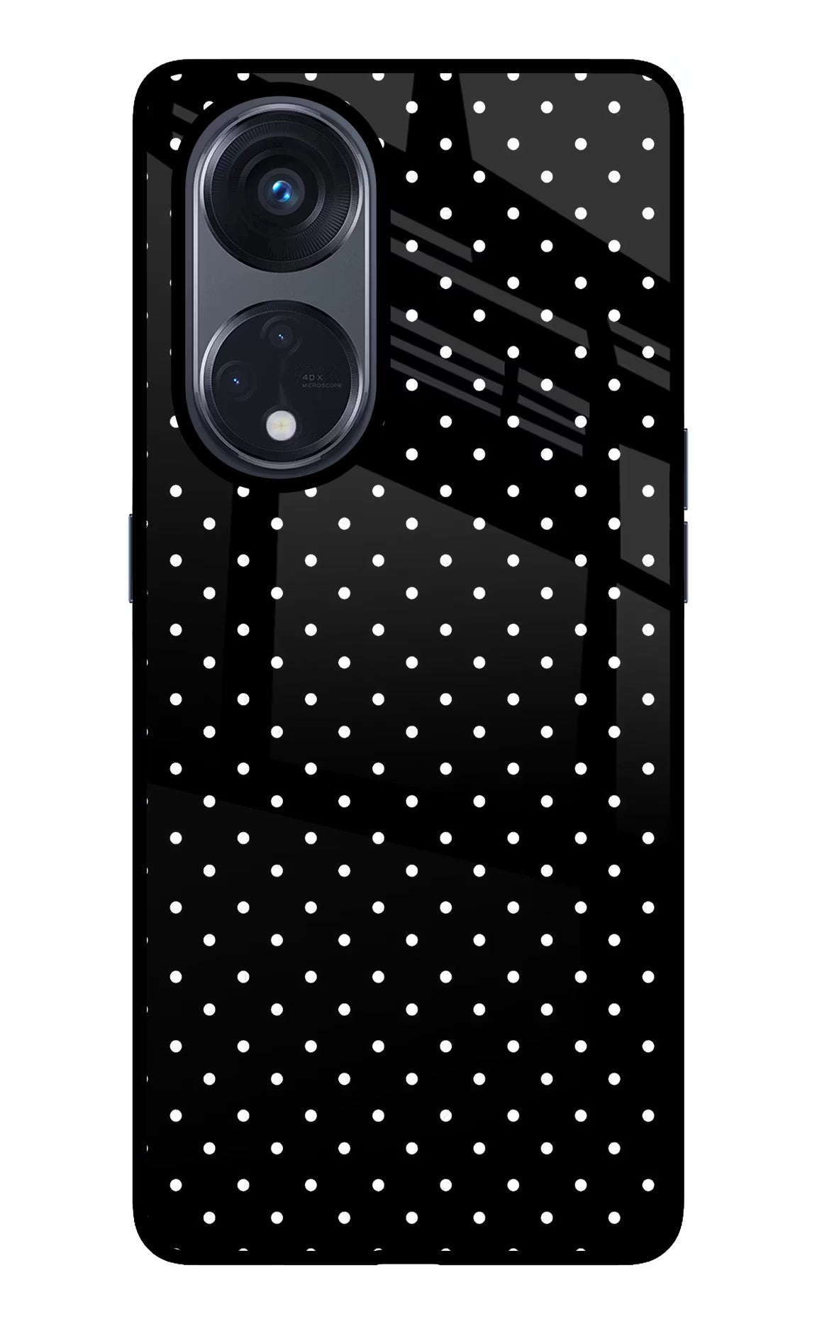 White Dots Oppo Reno8 T 5G Glass Case Back Cover by Casekaro