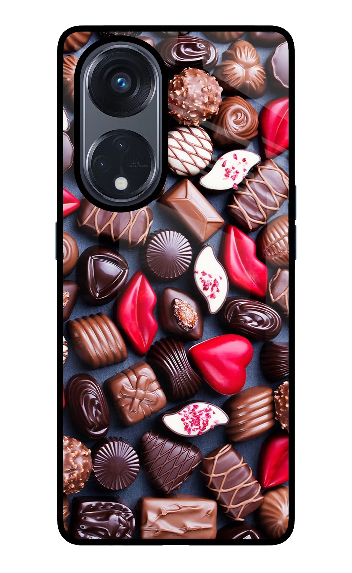 Chocolates Oppo Reno8 T 5G Glass Case Back Cover by Casekaro