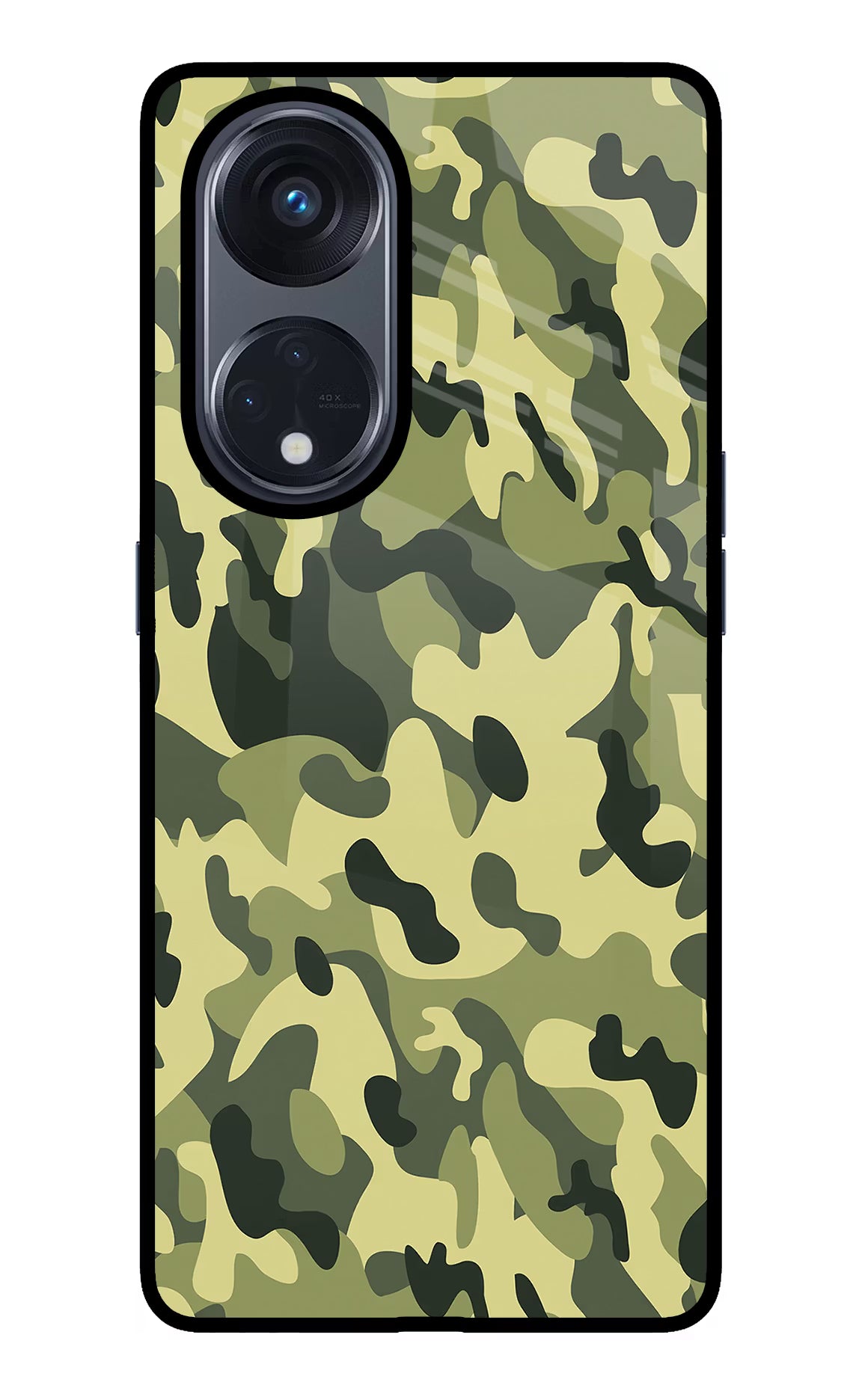 Camouflage Oppo Reno8 T 5G Glass Case Back Cover by Casekaro