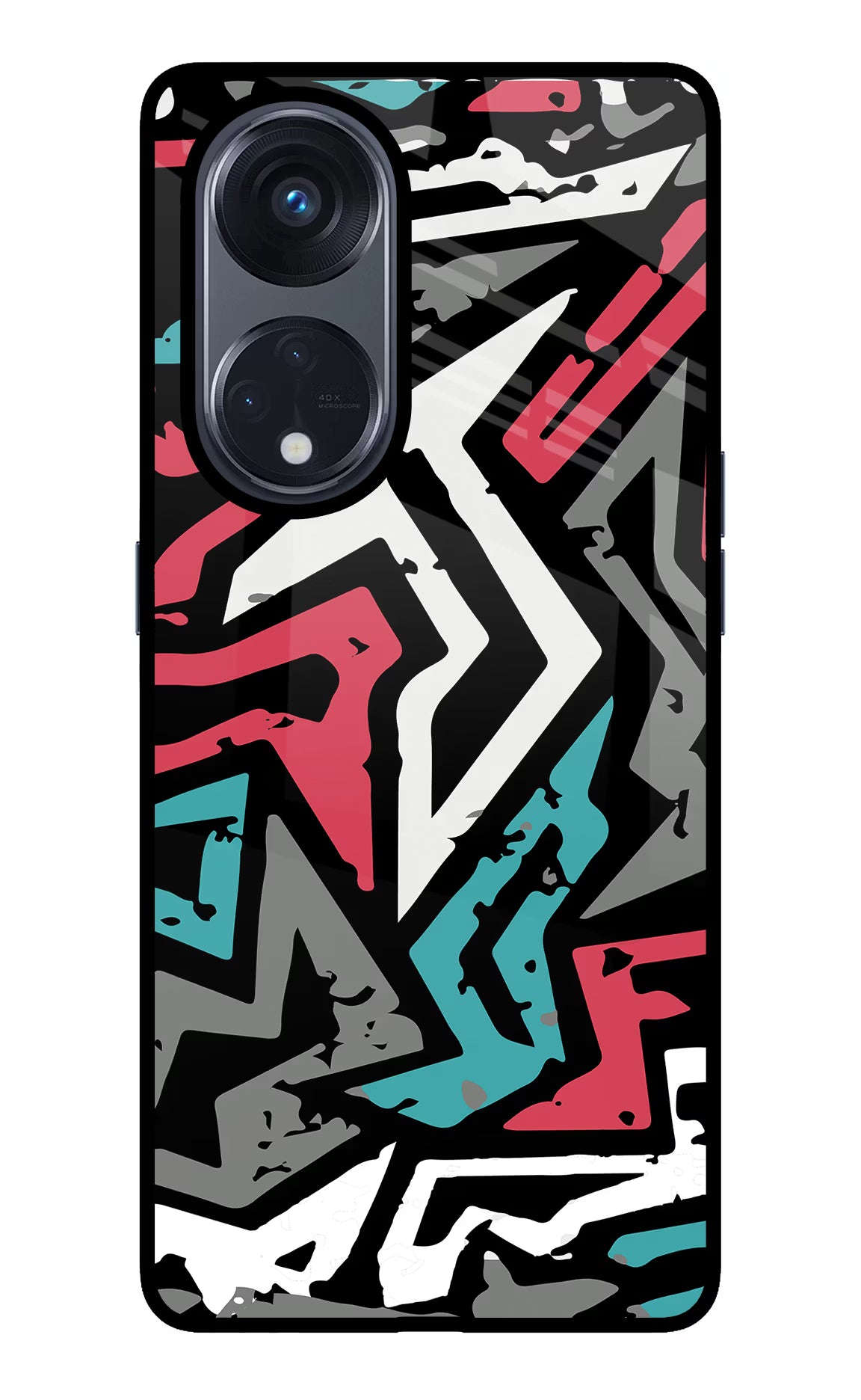 Geometric Graffiti Oppo Reno8 T 5G Glass Case Back Cover by Casekaro