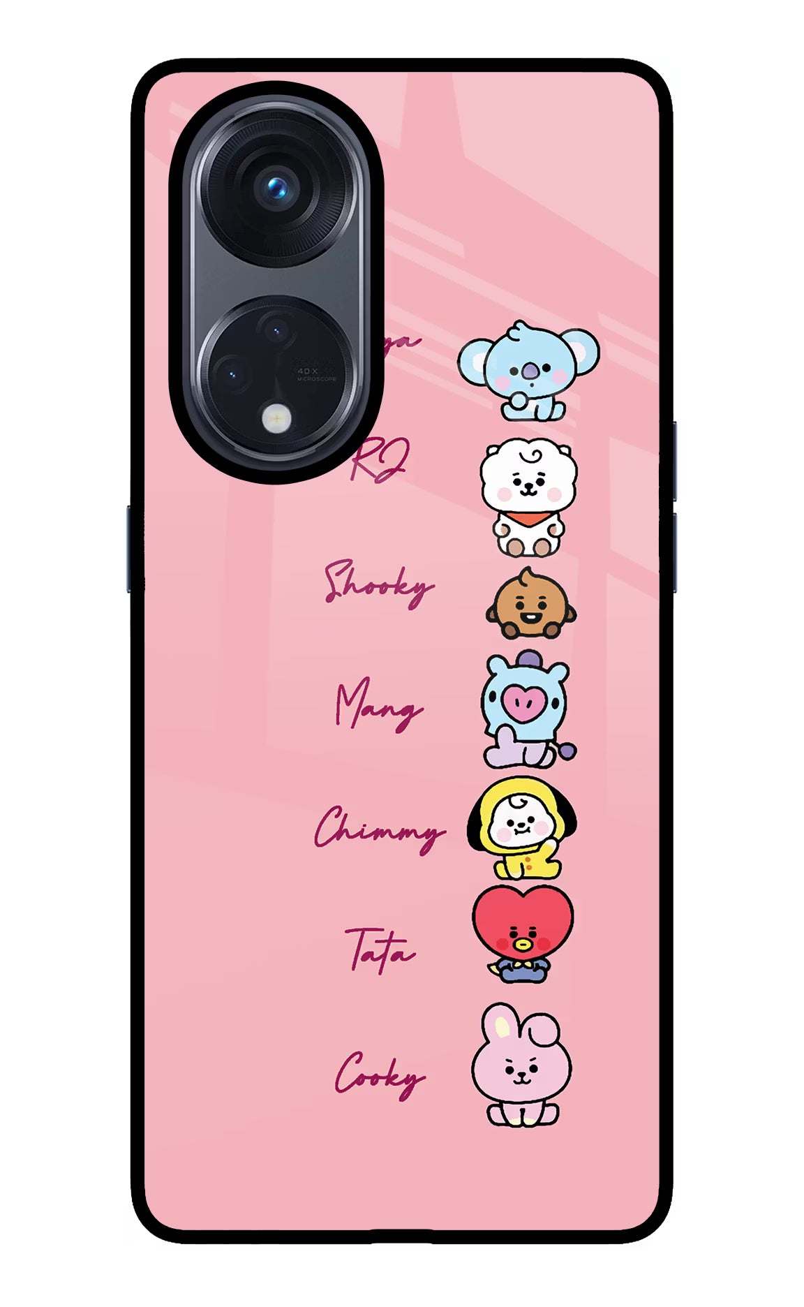 BTS names Oppo Reno8 T 5G Glass Case Back Cover by Casekaro