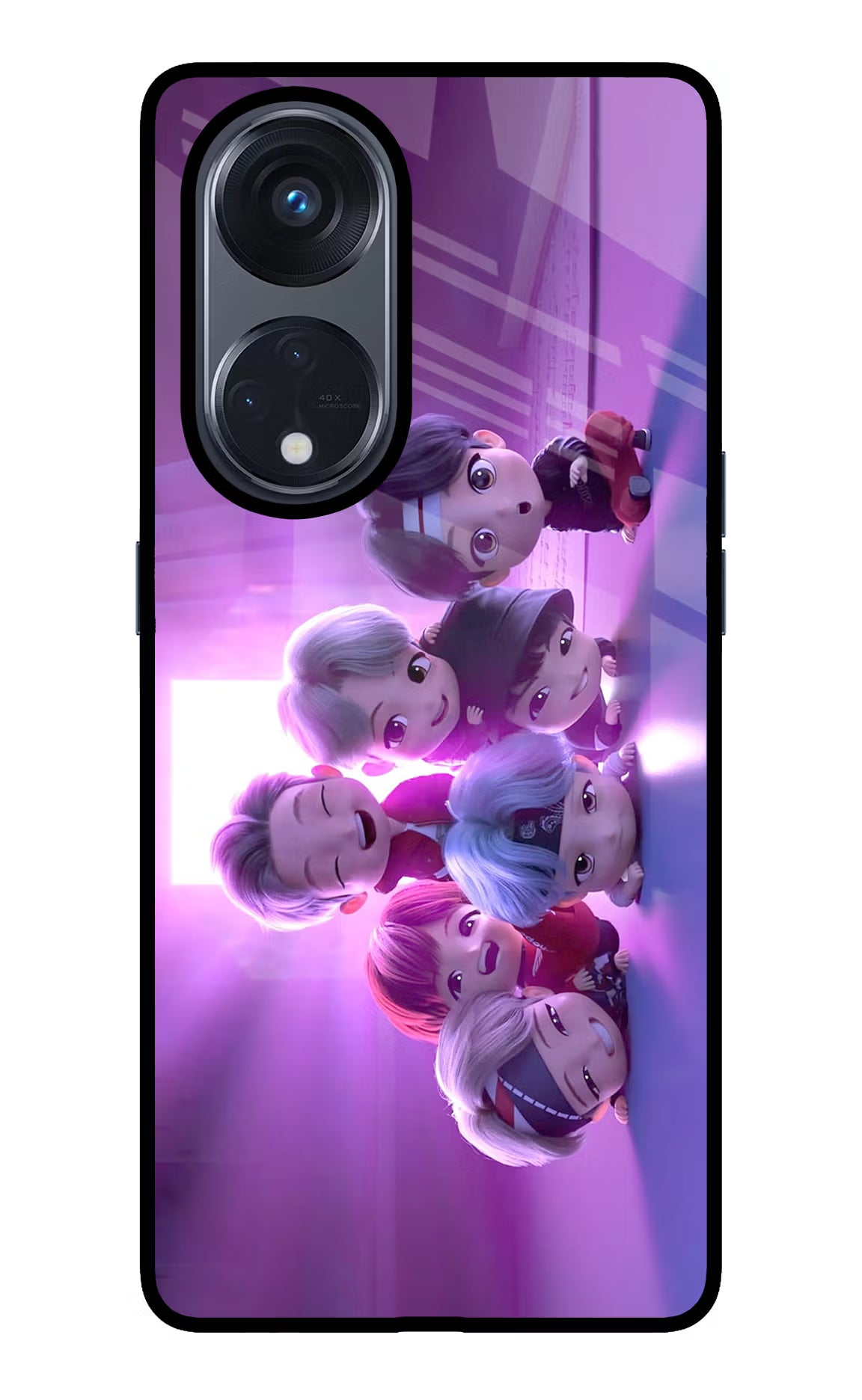 BTS Chibi Oppo Reno8 T 5G Glass Case Back Cover by Casekaro